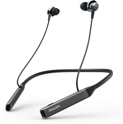 PHILIPS TAPN505 NECKBAND EARPHONES WITH ACTIVE NOISE CANCELLATION, HI-RES AUDIO BLUETOOTH HEADSET  (BLACK, GREY, IN THE EAR) [Like New]