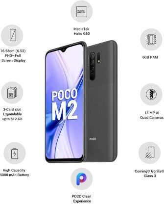 POCO M2 (Pitch Black, 64 GB)  (6 GB RAM)