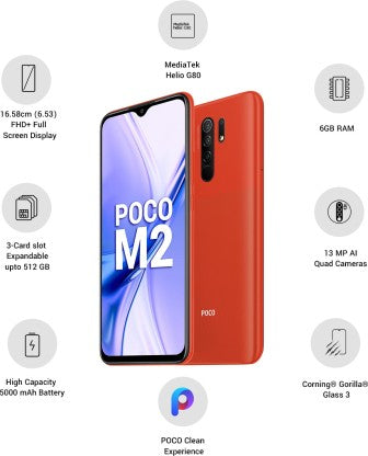 POCO M2 (BRICK RED, 128 GB)  (6 GB RAM)