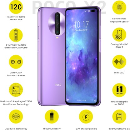 POCO X2 (Matrix Purple, 128 GB)  (6 GB RAM)