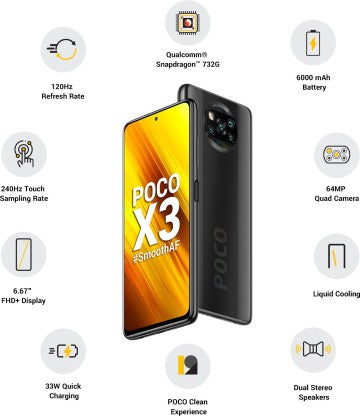 POCO X3 (Shadow Gray, 128 GB)  (8 GB RAM)