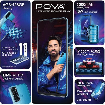 TECNO POVA NEO (GEEK BLUE, 128 GB)  (6 GB RAM)