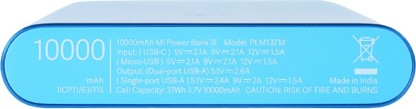 MI 3I 10000 MAH POWER BANK (FAST CHARGING, 18W)  (BLUE, LITHIUM POLYMER)