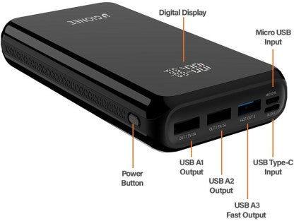 GIONEE 20000 MAH POWER BANK (22.5 W, FAST CHARGING)  (BLACK, LITHIUM POLYMER)