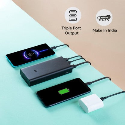 MI 3I 20000 MAH POWER BANK (FAST CHARGING, 18W)  (BLACK, LITHIUM POLYMER)