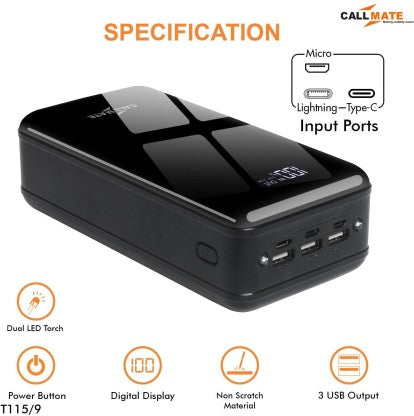CALLMATE 65000 MAH POWER BANK (15 W, FAST CHARGING)  (BLACK, LITHIUM POLYMER)