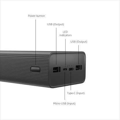 MI 30000 MAH POWER BANK (18 W, FAST CHARGING, POWER DELIVERY 3.0)  (BLACK, LITHIUM POLYMER)