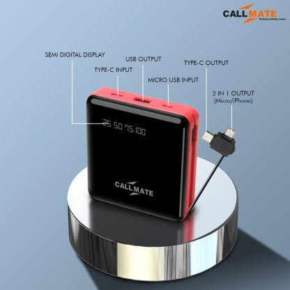 CALLMATE 10000 MAH POWER BANK (15 W, FAST CHARGING)  (RED, LITHIUM POLYMER)