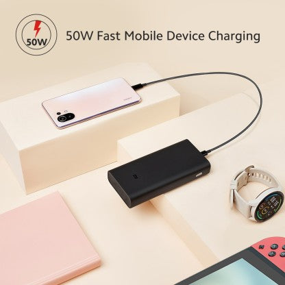 MI 20000 MAH POWER BANK (50 W, FAST CHARGING, POWER DELIVERY 3.0)  (BLACK, LITHIUM POLYMER)