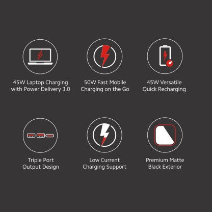 MI 20000 MAH POWER BANK (50 W, FAST CHARGING, POWER DELIVERY 3.0)  (BLACK, LITHIUM POLYMER)