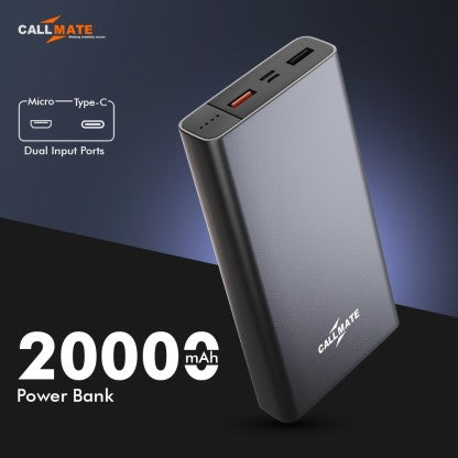 CALLMATE 20000 MAH POWER BANK (18 W, FAST CHARGING)  (BLACK, LITHIUM POLYMER)