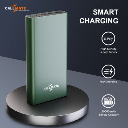 CALLMATE 20000 MAH POWER BANK (18 W, FAST CHARGING)  (GREEN, LITHIUM POLYMER)