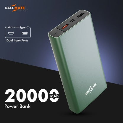 CALLMATE 20000 MAH POWER BANK (18 W, FAST CHARGING)  (GREEN, LITHIUM POLYMER)