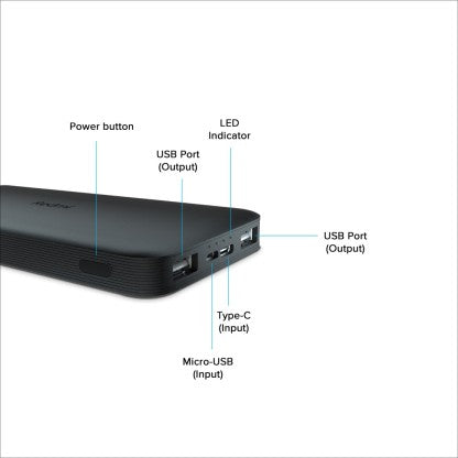 REDMI 10000 MAH POWER BANK (10 W, FAST CHARGING)  (BLACK, LITHIUM POLYMER)