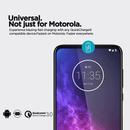 MOTOROLA 15 W QUALCOMM 3.0 3 A MOBILE QUALCOMM 3.0 TURBOPOWER WALL CHARGER WITH USB-C DATA CABLE CHARGER 15 W 3 A CHARGER WITH DETACHABLE CABLE  (BLACK, CABLE INCLUDED)