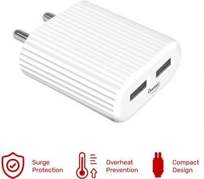 QUANTUM 12 W QUALCOMM 3.0 2.4 A MULTIPORT MOBILE QWC-24211 CHARGER WITH DETACHABLE CABLE  (WHITE, CABLE INCLUDED)