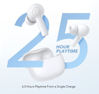 SOUNDCORE BY ANKER R100 FAST CHARGING TWS WITH 25 HOURS PLAYTIME BLUETOOTH HEADSET  (WHITE, TRUE WIRELESS)