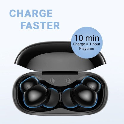 SOUNDCORE BY ANKER R100 FAST CHARGING TWS WITH 25 HOURS PLAYTIME BLUETOOTH HEADSET  (BLACK, TRUE WIRELESS)