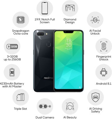 [Like New] REALME 2 (DIAMOND BLACK, 32 GB)  (3 GB RAM)