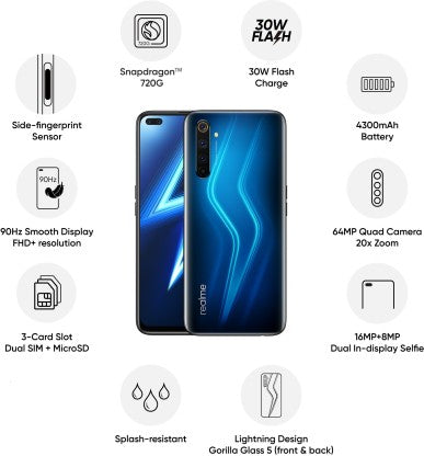 realme 6 Pro (Lightning Blue, 128 GB)  (6 GB RAM)
