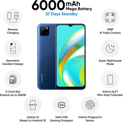 realme C12 (Power Blue, 32 GB)  (3 GB RAM)