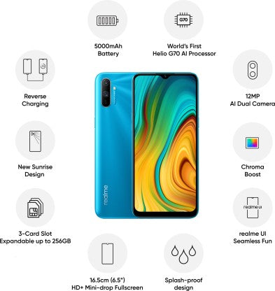 realme C3 (Frozen Blue, 32 GB)  (3 GB RAM)