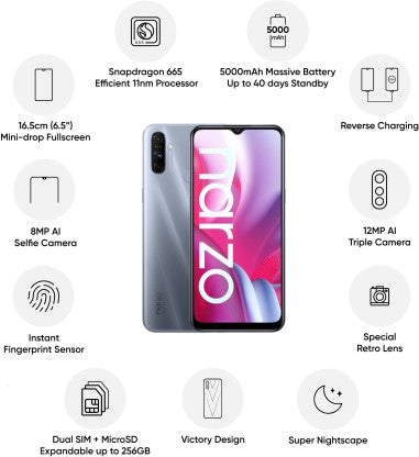 realme Narzo 20A (Glory Silver, 32 GB)  (3 GB RAM)