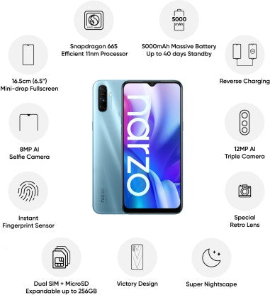 realme Narzo 20A (Victory Blue, 64 GB)  (4 GB RAM)