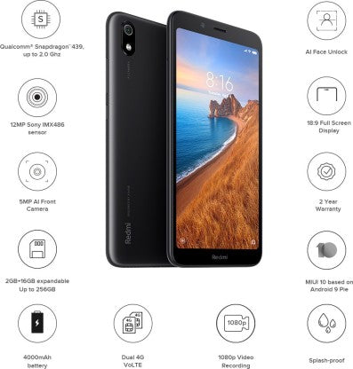 Redmi 7A (Matte Black, 16 GB)  (2 GB RAM)