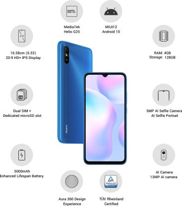 REDMI 9i (Sea Blue, 128 GB)  (4 GB RAM)
