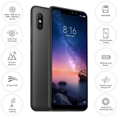 Redmi Note 6 Pro (Black, 64 GB)  (4 GB RAM)