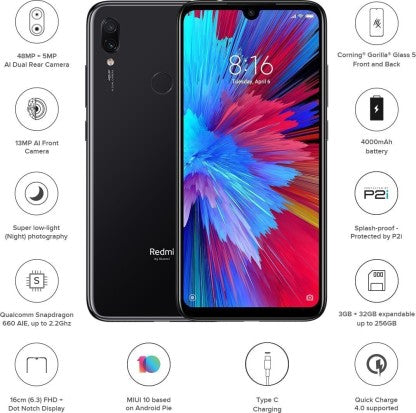 Redmi Note 7S (Onyx Black, 32 GB)  (3 GB RAM)