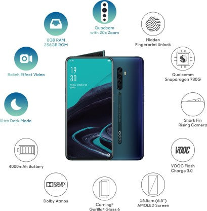 OPPO Reno2 (Ocean Blue, 256 GB)  (8 GB RAM)