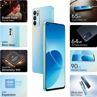 OPPO RENO6 5G (AURORA, 128 GB)  (8 GB RAM)[Like New]