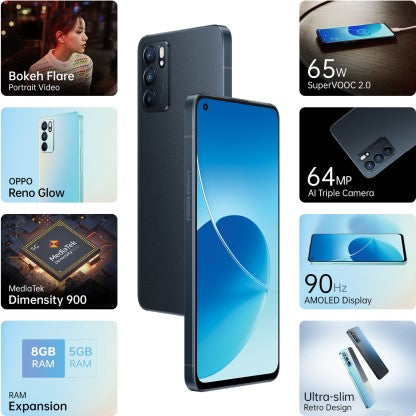 OPPO Reno6 5G (Stellar Black, 128 GB)  (8 GB RAM)
