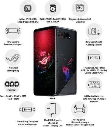ASUS ROG Phone 5 (Black, 128 GB)  (8 GB RAM)