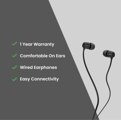SKULLCANDY JIB WIRED HEADPHONE  (BLACK, IN THE EAR)