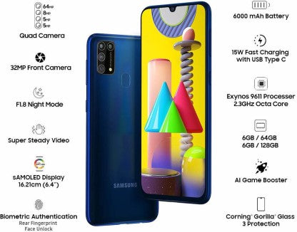 SAMSUNG Galaxy M31 (Ocean Blue, 64 GB)  (6 GB RAM)