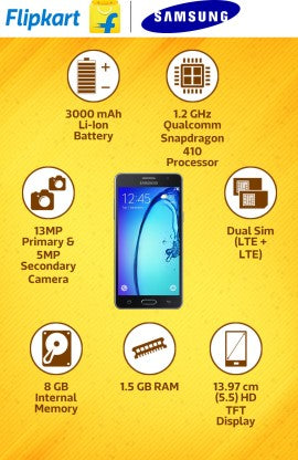 SAMSUNG Galaxy On7 (Black, 8 GB)  (1.5 GB RAM)
