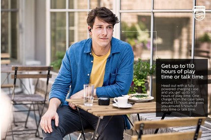 PHILIPS TWS SHB2515 TRUE WIRELESS EARBUDS WITH 110+ HR PLAYTIME, VOICE ASSISTANT BLUETOOTH HEADSET  (BLACK, TRUE WIRELESS)