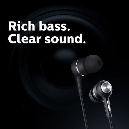 PHILIPS SHE1505BK/94 RICH BASS WIRED HEADSET  (BLACK, IN THE EAR)