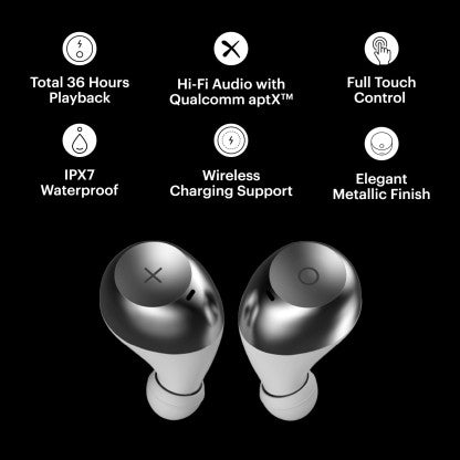 NOISE SHOTS XO TRULY WIRELESS BLUETOOTH HEADSET  (METALLIC WHITE, TRUE WIRELESS) [Like New]
