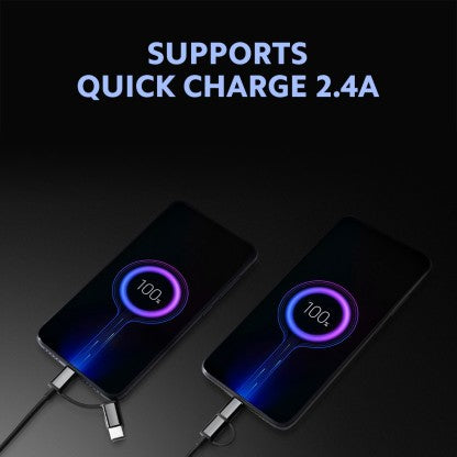 MI USB TYPE C CABLE 2.4 A 1 M SJX02ZM 2 IN 1  (COMPATIBLE WITH MOBILE, BLACK, ONE CABLE)