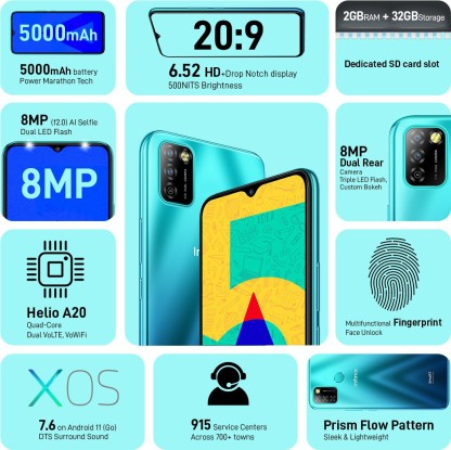 Infinix Smart 5A (Quetzal Cyan, 32 GB)  (2 GB RAM)