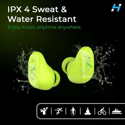 HOPPUP SNAP WITH GAMING MODE, FAST CHARGING, ENC, IMMERSIVE SOUND &AMP; MASSIVE PLAYTIME BLUETOOTH HEADSET  (NEON GREEN, TRUE WIRELESS)