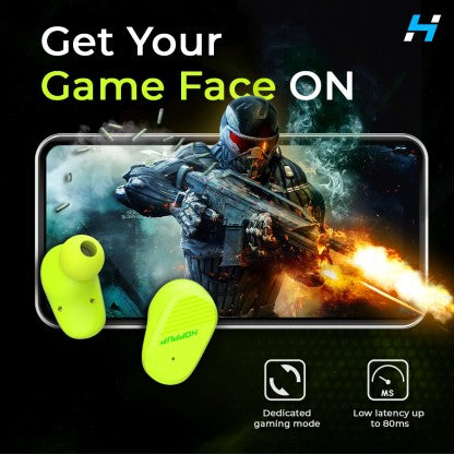 HOPPUP SNAP WITH GAMING MODE, FAST CHARGING, ENC, IMMERSIVE SOUND &AMP; MASSIVE PLAYTIME BLUETOOTH HEADSET  (NEON GREEN, TRUE WIRELESS)