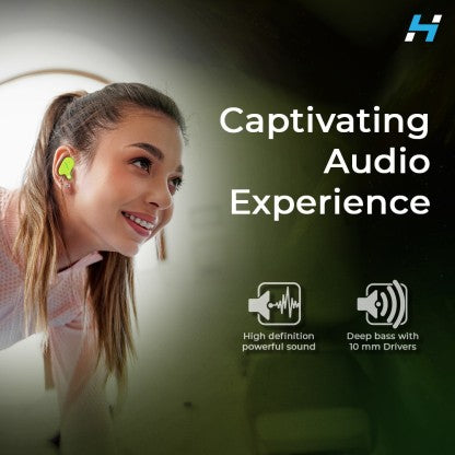 HOPPUP SNAP WITH GAMING MODE, FAST CHARGING, ENC, IMMERSIVE SOUND &AMP; MASSIVE PLAYTIME BLUETOOTH HEADSET  (NEON GREEN, TRUE WIRELESS)