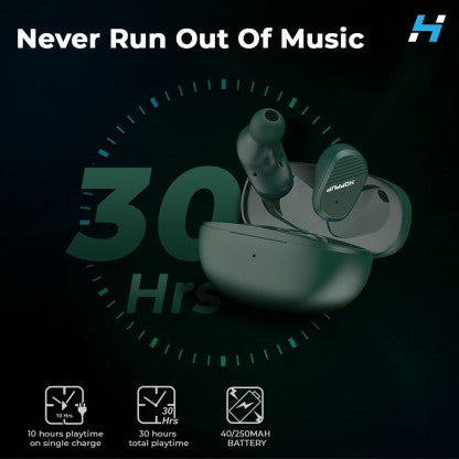 HOPPUP SNAP WITH GAMING MODE, FAST CHARGING, ENC, IMMERSIVE SOUND &AMP; MASSIVE PLAYTIME BLUETOOTH HEADSET  (GREEN, TRUE WIRELESS)