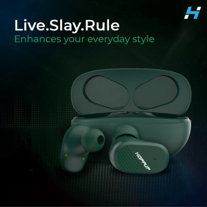 HOPPUP SNAP WITH GAMING MODE, FAST CHARGING, ENC, IMMERSIVE SOUND &AMP; MASSIVE PLAYTIME BLUETOOTH HEADSET  (GREEN, TRUE WIRELESS)