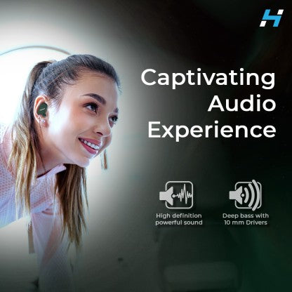 HOPPUP SNAP WITH GAMING MODE, FAST CHARGING, ENC, IMMERSIVE SOUND &AMP; MASSIVE PLAYTIME BLUETOOTH HEADSET  (GREEN, TRUE WIRELESS)